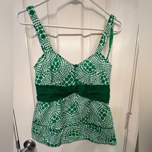 Anthropologie Edme & Esyllte Green & White Polka Dot Top – Size 0